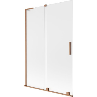 Mexen Velar L 2dielna posuvná vaňová zástena 120 x 150 cm, matná, kartáčovaná meď - 896-120-003-31-65