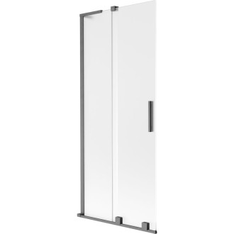 Mexen Velar L 2dielna posuvná vaňová zástena 85 x 150 cm, hmlistá, kartáčovaná pištoľovo sivá - 896-085-003-31-66