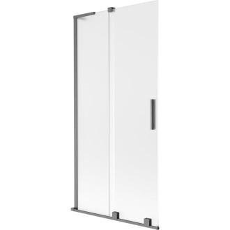 Mexen Velar L 2dielna posuvná vaňová zástena 90 x 150 cm, hmlistá, kartáčovaná pištoľovo sivá - 896-090-003-31-66