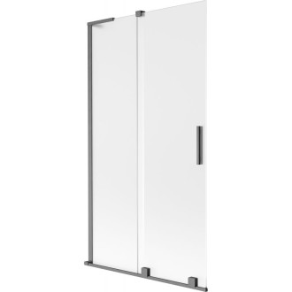 Mexen Velar L 2dielna posuvná vaňová zástena 100 x 150 cm, hmlistá, kartáčovaná zbraňovo šedá - 896-100-003-31-66