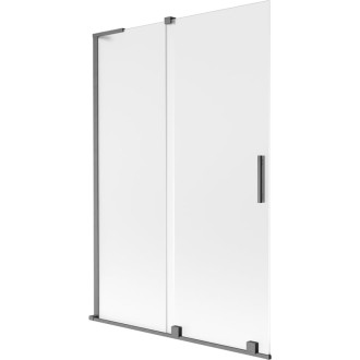 Mexen Velar L 2dielna posuvná vaňová zástena 120 x 150 cm, hmlistá, kartáčovaná zbraňovo šedá - 896-120-003-31-66