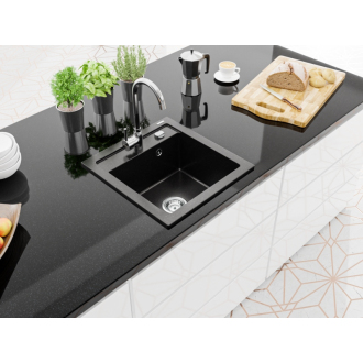 Mexen VITO Jednodrez 520x490x210, granit čierna-strieborná 6503521000-73