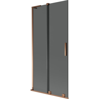 Mexen Velar L 2dielna posuvná vaňová zástena 90 x 150 cm, grafit, ružové zlato - 896-090-003-41-60