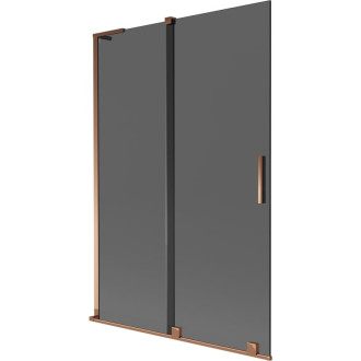 Mexen Velar L 2dielna posuvná vaňová zástena 120 x 150 cm, grafit, ružové zlato - 896-120-003-41-60