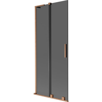 Mexen Velar L 2dielna posuvná vaňová zástena 85 x 150 cm, grafit, kartáčovaná meď - 896-085-003-41-65