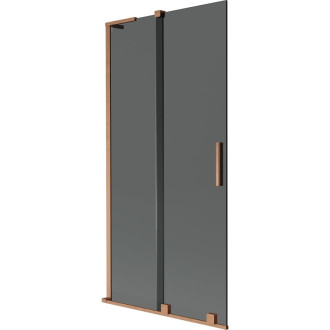 Mexen Velar L 2dielna posuvná vaňová zástena 90 x 150 cm, grafit, kartáčovaná meď - 896-090-003-41-65