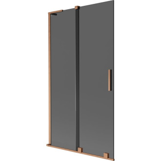 Mexen Velar L 2dielna posuvná vaňová zástena 100 x 150 cm, grafit, kartáčovaná meď - 896-100-003-41-65