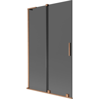 Mexen Velar L 2dielna posuvná vaňová zástena 110 x 150 cm, grafit, kartáčovaná meď - 896-110-003-41-65