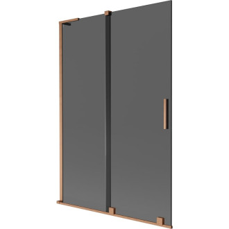 Mexen Velar L 2dielna posuvná vaňová zástena 120 x 150 cm, grafit, kartáčovaná meď - 896-120-003-41-65