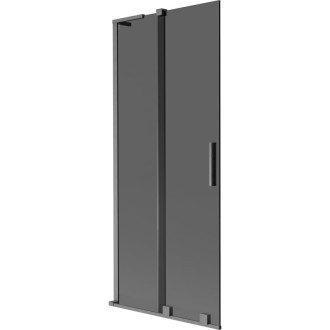 Mexen Velar L 2dielna posuvná vaňová zástena 80 x 150 cm, grafit, kartáčovaná pištoľovo sivá - 896-080-003-41-66