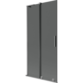 Mexen Velar L 2dielna posuvná vaňová zástena 95 x 150 cm, grafit, strieborná - 896-095-003-41-95