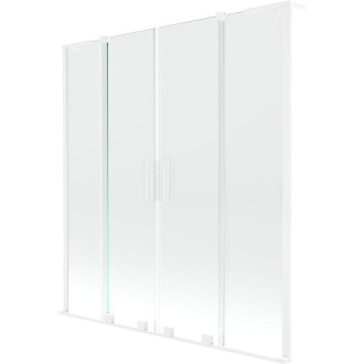 Mexen Velar L Duo 2dielna posuvná vaňová zástena 160 x 150 cm, priehľadná, biela - 896-160-003-02-20
