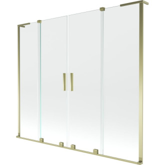 Mexen Velar L Duo 2dielna posuvná vaňová zástena 170 x 150 cm, priehľadná, zlatá - 896-170-003-02-50