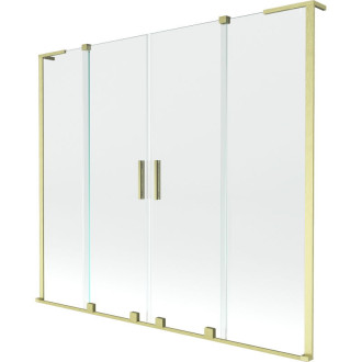 Mexen Velar L Duo 2dielna posuvná vaňová zástena 170 x 150 cm, priehľadná, kartáčované zlato - 896-170-003-02-55