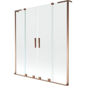 Mexen Velar L Duo 2dielna posuvná vaňová zástena 160 x 150 cm, priehľadná, ružové zlato - 896-160-003-02-60