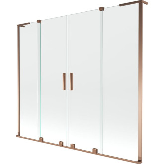 Mexen Velar L Duo 2dielna posuvná vaňová zástena 170 x 150 cm, priehľadná, ružové zlato - 896-170-003-02-60