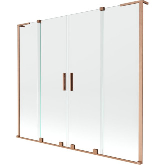 Mexen Velar L Duo 2dielna posuvná vaňová zástena 180 x 150 cm, priehľadná, kartáčovaná meď - 896-180-003-02-65