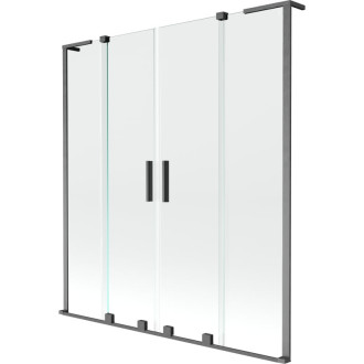 Mexen Velar L Duo 2dielna posuvná vaňová zástena 160 x 150 cm, priehľadná, kartáčovaná pištoľ gray - 896-160-003-02-66