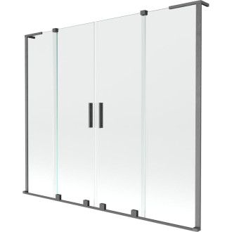 Mexen Velar L Duo 2dielna posuvná vaňová zástena 180 x 150 cm, priehľadná, kartáčovaná pištoľ gray - 896-180-003-02-66