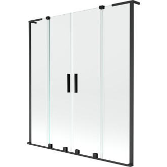 Mexen Velar L Duo 2dielna posuvná vaňová zástena 140 x 150 cm, priehľadná, čierna - 896-140-003-02-70
