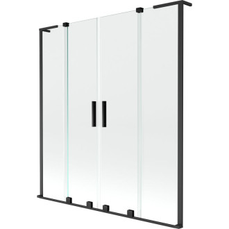 Mexen Velar L Duo 2dielna posuvná vaňová zástena 160 x 150 cm, priehľadná, čierna - 896-160-003-02-70