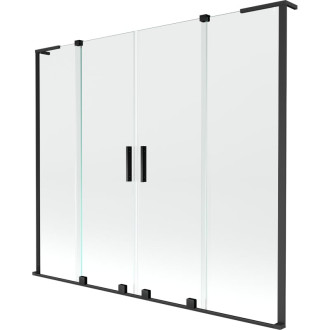 Mexen Velar L Duo 2dielna posuvná vaňová zástena 170 x 150 cm, priehľadná, čierna - 896-170-003-02-70