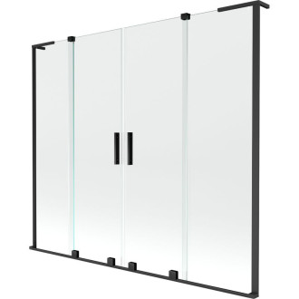 Mexen Velar L Duo 2dielna posuvná vaňová zástena 200 x 150 cm, priehľadná, čierna - 896-200-003-02-70