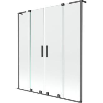 Mexen Velar L Duo 2dielna posuvná vaňová zástena 160 x 150 cm, priehľadná, strieborná - 896-160-003-02-95