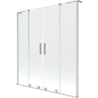 Mexen Velar L Duo 2dielna posuvná vaňová zástena 140 x 150 cm, priehľadná, kartáčovaný nikel - 896-140-003-02-97