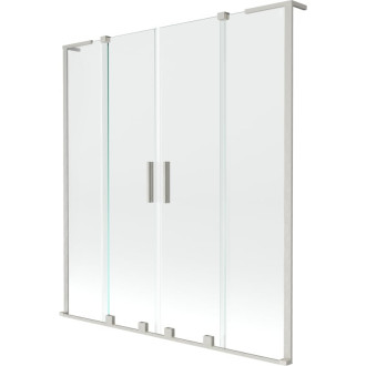 Mexen Velar L Duo 2dielna posuvná vaňová zástena 150 x 150 cm, priehľadná, kartáčovaný nikel - 896-150-003-02-97