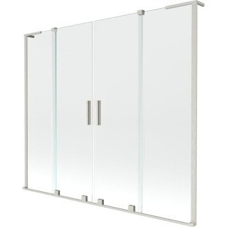 Mexen Velar L Duo 2dielna posuvná vaňová zástena 200 x 150 cm, priehľadná, kartáčovaný nikel - 896-200-003-02-97