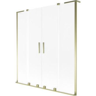 Mexen Velar L Duo 2dielna posuvná vaňová zástena 160 x 150 cm, matná, zlatá - 896-160-003-32-50