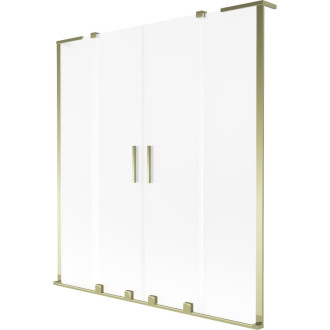 Mexen Velar L Duo 2dielna posuvná vaňová zástena 140 x 150 cm, matná, kartáčované zlato - 896-140-003-32-55