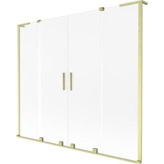 Mexen Velar L Duo 2dielna posuvná vaňová zástena 170 x 150 cm, matná, kartáčované zlato - 896-170-003-32-55
