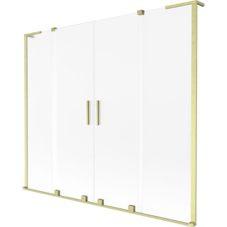 Mexen Velar L Duo 2dielna posuvná vaňová zástena 200 x 150 cm, matná, kartáčované zlato - 896-200-003-32-55