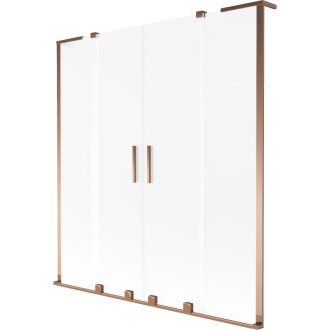 Mexen Velar L Duo 2dielna posuvná vaňová zástena 140 x 150 cm, matná, ružové zlato - 896-140-003-32-60