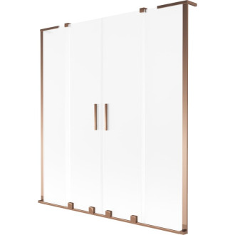 Mexen Velar L Duo 2dielna posuvná vaňová zástena 150 x 150 cm, matná, ružové zlato - 896-150-003-32-60