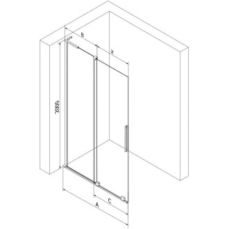 Mexen Velar L Posuvná sprchová zástěna 120 x 200 cm, matná 8 mm, zlatá - 871-120-003-33-50
