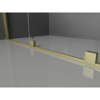 Mexen Velar L Posuvná sprchová zástěna 100 x 200 cm, matná 8 mm, kartáčované zlato - 871-100-003-33-55