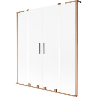 Mexen Velar L Duo 2dielna posuvná vaňová zástena 150 x 150 cm, matná, kartáčovaná meď - 896-150-003-32-65