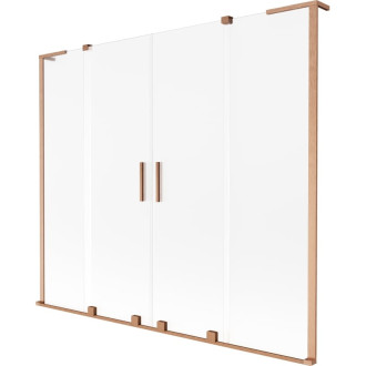 Mexen Velar L Duo 2dielna posuvná vaňová zástena 200 x 150 cm, matná, kartáčovaná meď - 896-200-003-32-65