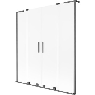 Mexen Velar L Duo 2dielna posuvná vaňová zástena 150 x 150 cm, hmlistá, kartáčovaná pištoľ gray - 896-150-003-32-66