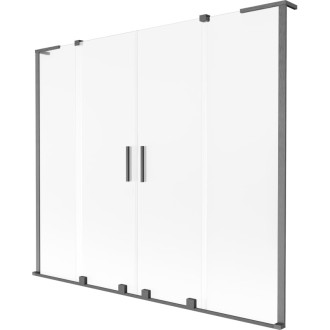 Mexen Velar L Duo 2dielna posuvná vaňová zástena 200 x 150 cm, hmlistá, kartáčovaná pištoľ gray - 896-200-003-32-66