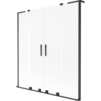 Mexen Velar L Duo 2dielna posuvná vaňová zástena 160 x 150 cm, matná, čierna - 896-160-003-32-70