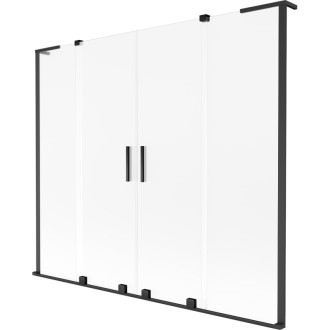Mexen Velar L Duo 2dielna posuvná vaňová zástena 200 x 150 cm, matná, čierna - 896-200-003-32-70
