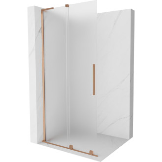 Mexen Velar L Posuvná sprchová zástena 100 x 200 cm, 8 mm matná, kartáčovaná meď - 871-100-003-33-65