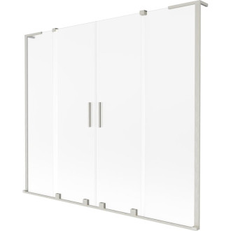 Mexen Velar L Duo 2dielna posuvná vaňová zástena 170 x 150 cm, matná, kartáčovaný nikel - 896-170-003-32-97