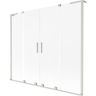 Mexen Velar L Duo 2dielna posuvná vaňová zástena 180 x 150 cm, matná, kartáčovaný nikel - 896-180-003-32-97