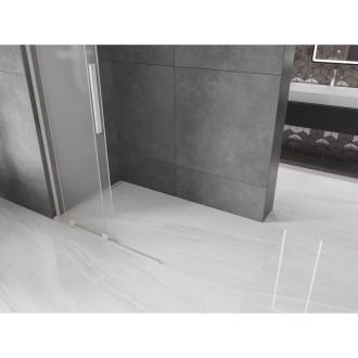 Mexen Velar L Posuvná sprchová zástěna 100 x 200 cm, 8 mm matná, kartáčovaný nikl - 871-100-003-33-97