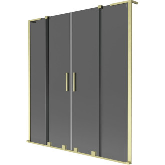 Mexen Velar L Duo 2dielna posuvná vaňová zástena 140 x 150 cm, grafit, kartáčované zlato - 896-140-003-42-55